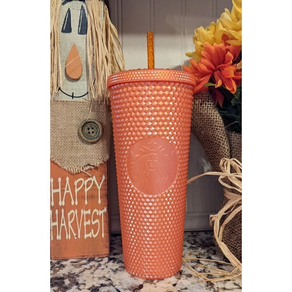 Starbucks Orange Studded Tumbler 2022 ‘Bling Pearlized’ Fall Halloween 24oz